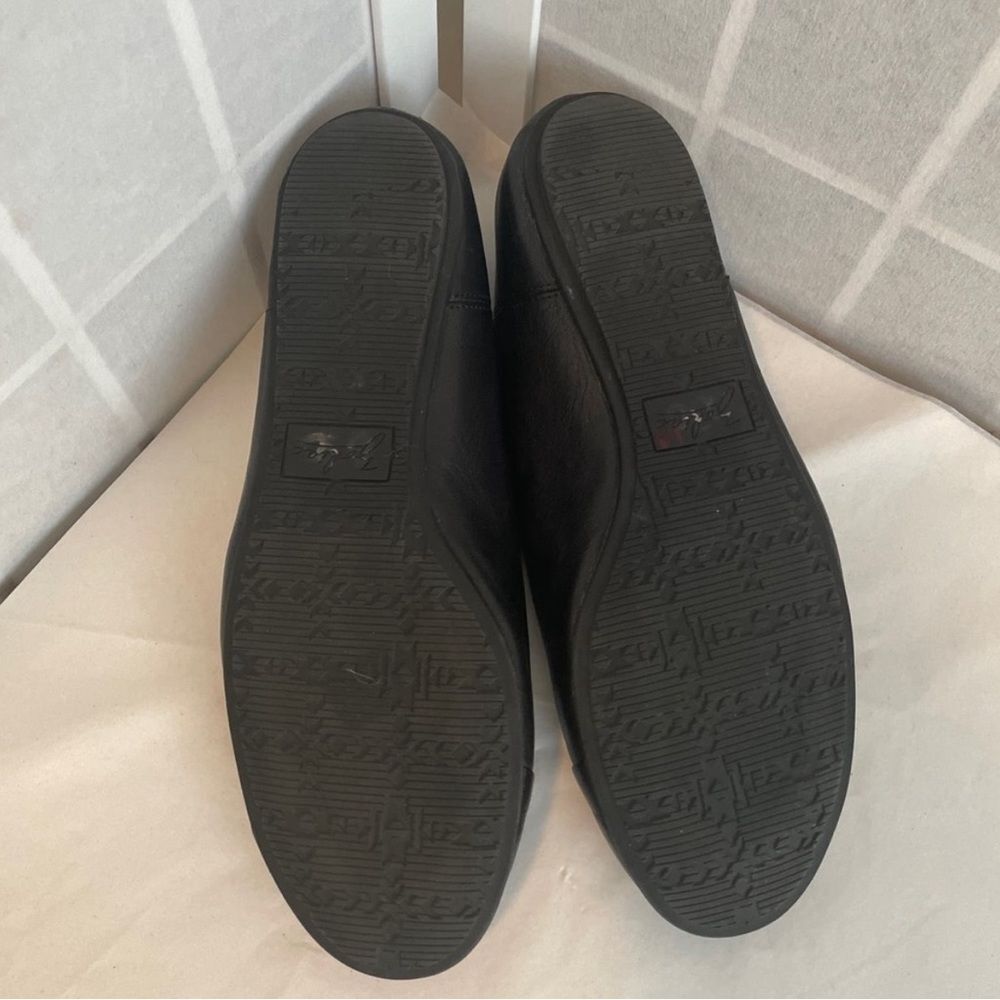 Zodiac Sadie 7.5 Black Leather Flat Shoes Slip On Woven Strap Work Casual Travel - Picture 11 of 12
